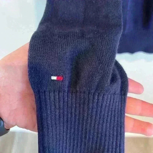 Tommy Hilfiger Men 1/2 Half Zip Mock Turtle Neck H Logo Solid Sweater - Picture 6 of 6